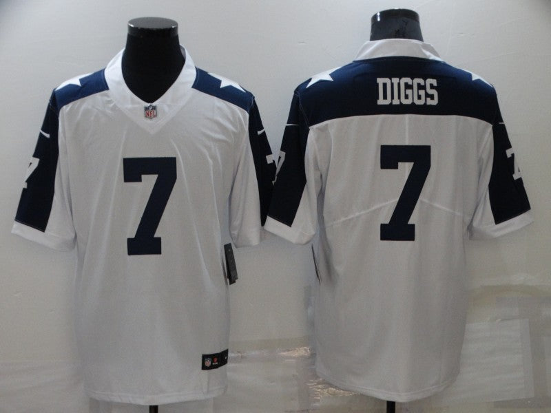 Dallas Cowboys #7 Trevon Diggs White-Navy Jersey