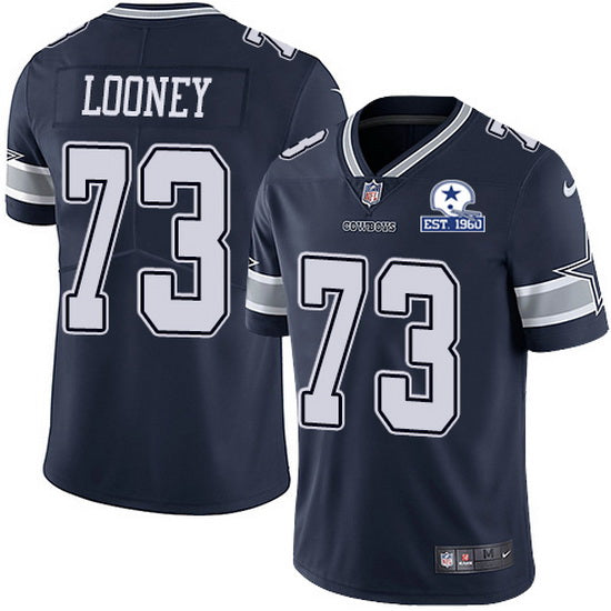Dallas Cowboys #73 Joe Looney Navy With Est 1960 Patch Jersey