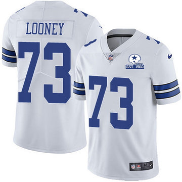Dallas Cowboys #73 Joe Looney White With Est 1960 Patch Jersey