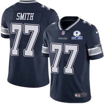 Dallas Cowboys #77 Tyron Smith Navy With Est 1960 Patch Jersey
