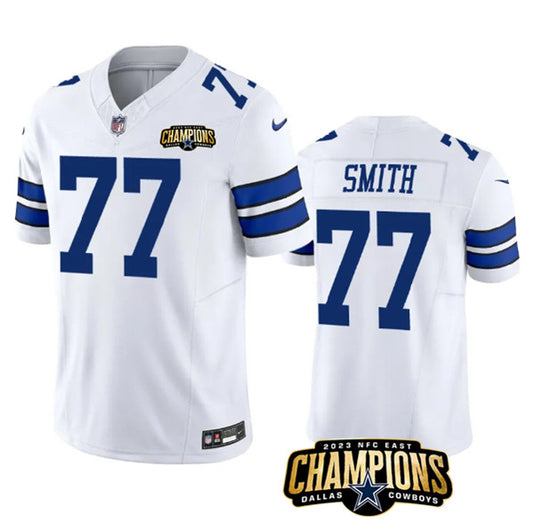 Dallas Cowboys #77 Tyron Smith White 2023 FUSE NFC East Champions Patch Jersey