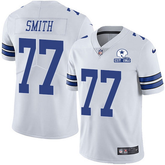 Dallas Cowboys #77 Tyron Smith White With Est 1960 Patch Jersey