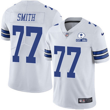 Dallas Cowboys #77 Tyron Smith White With Est 1960 Patch Jersey