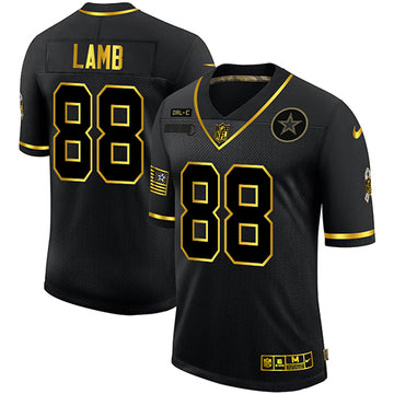 Dallas Cowboys #88 CeeDee Lamb 2020 Black-Gold Salute To Service Jersey