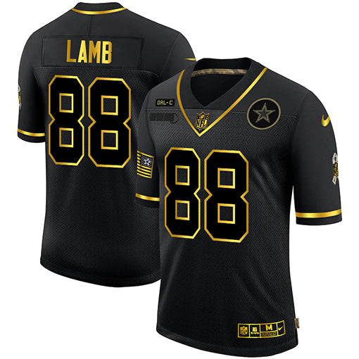 Dallas Cowboys #88 CeeDee Lamb 2020 Black-Gold Salute To Service Jersey