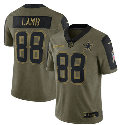 Dallas Cowboys #88 CeeDee Lamb 2021 Olive Salute To Service Jersey