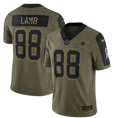 Dallas Cowboys #88 CeeDee Lamb 2021 Olive Salute To Service Jersey
