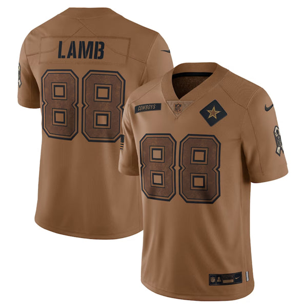Dallas Cowboys #88 CeeDee Lamb 2023 Brown Salute To Service Jersey