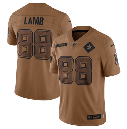 Dallas Cowboys #88 CeeDee Lamb 2023 Brown Salute To Service Jersey