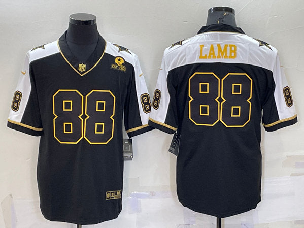 Dallas Cowboys #88 CeeDee Lamb Black Gold Thanksgiving With Patch Jersey