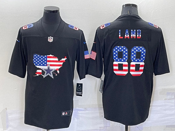 Dallas Cowboys #88 CeeDee Lamb Black USA Flag Jersey