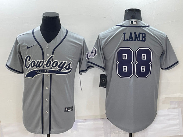 Dallas Cowboys #88 CeeDee Lamb Grey Baseball Jersey