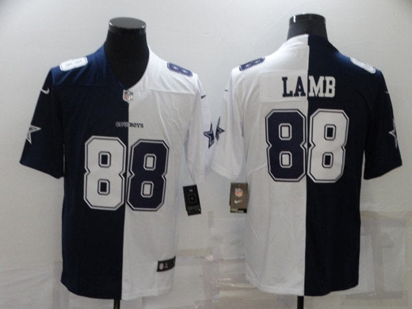 Dallas Cowboys #88 CeeDee Lamb Navy White Split Jersey