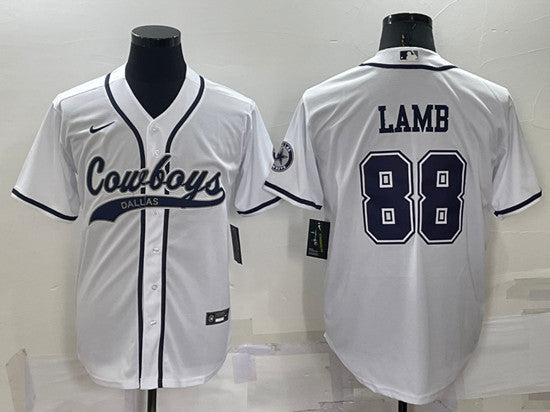 Dallas Cowboys #88 CeeDee Lamb White Baseball Jersey