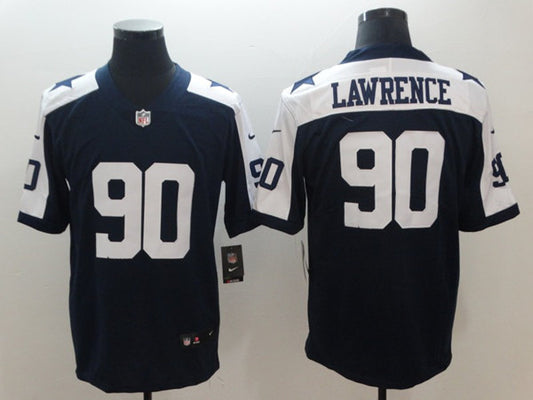 Dallas Cowboys #90 Demarcus Lawrence Navy Blue Thanksgiving Jersey
