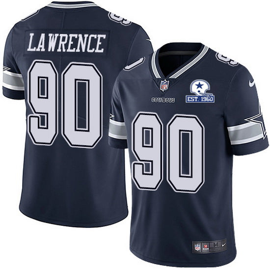 Dallas Cowboys #90 Demarcus Lawrence Navy With Est 1960 Patch Jersey