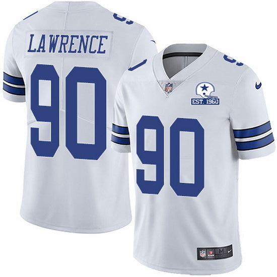 Dallas Cowboys #90 Demarcus Lawrence White With Est 1960 Patch Jersey