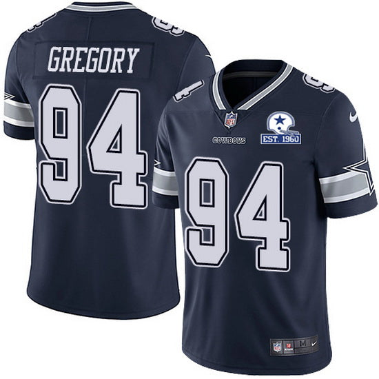 Dallas Cowboys #94 Randy Gregory Navy With Est 1960 Patch Jersey