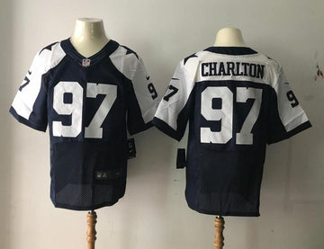 Dallas Cowboys #97 Taco Charlton Navy Blue Thanksgiving Throwback Elite Jersey