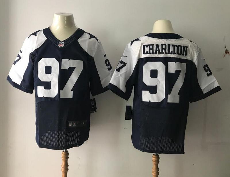 Dallas Cowboys #97 Taco Charlton Navy Blue Thanksgiving Throwback Elite Jersey