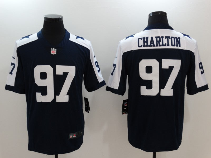 Dallas Cowboys #97 Taco Charlton Navy Throwback Player Jersey