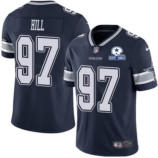 Dallas Cowboys #97 Trysten Hill Navy With Est 1960 Patch Jersey