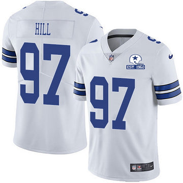 Dallas Cowboys #97 Trysten Hill White With Est 1960 Patch Jersey