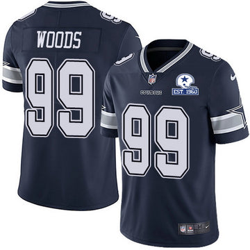 Dallas Cowboys #99 Antwaun Woods Navy With Est 1960 Patch Jersey