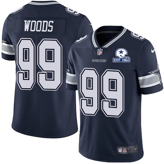Dallas Cowboys #99 Antwaun Woods Navy With Est 1960 Patch Jersey