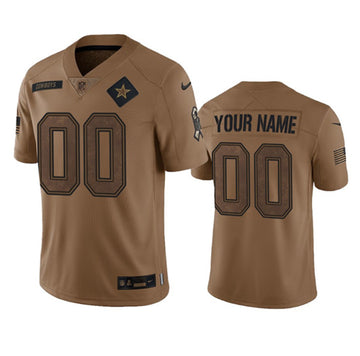 Custom Dallas Cowboys brown Salute To Service jersey