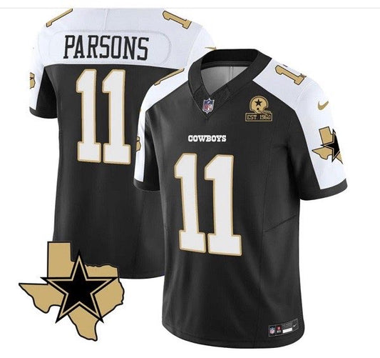 Dallas Cowboys Custom 2023 FUSE Black-White With Established In 1960 Patch Jersey