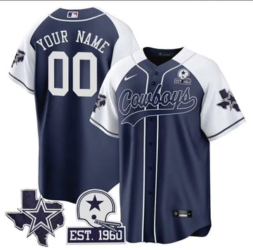 Dallas Cowboys Custom Navy Alternate With Est 1960 Patch Baseball jersey