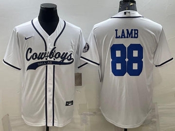 Dallas Cowboys Custom White With Patch Baseball Jersey