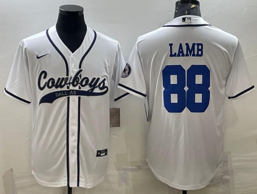 Dallas Cowboys Custom White With Patch Baseball Jersey