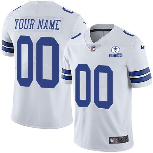Dallas Cowboys CustomWhite With Est 1960 Patch Jersey