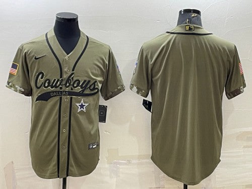 Dallas Cowboys Blank Olive Salute To Service Baseball Jersey