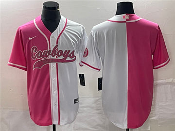 Dallas Cowboys Blank Pink-White Split Baseball Jersey
