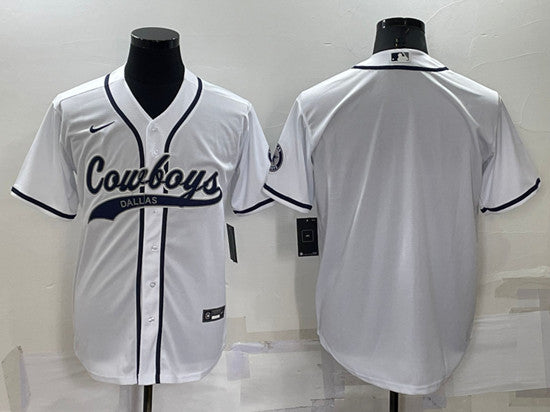 Dallas Cowboys Blank White Baseball Jersey