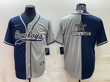Dallas Cowboys Navy-Gray Split Team Big Logo With Patch Baseball Jersey