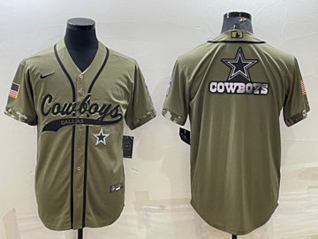 Dallas Cowboys Olive Salute To Service Team Big Logo Baseball Jersey