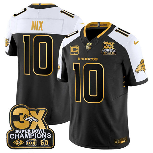 Bo Nix Denver Broncos black-gold FUSE jersey