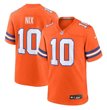Denver Broncos #10 Bo Nix Orange Mile High Collection FUSE 1977 Throwback Game Jersey