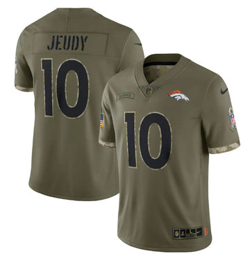 Denver Broncos #10 Jerry Jeudy 2022 Olive Salute To Service Jersey