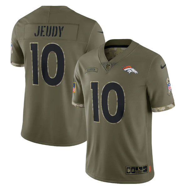Denver Broncos #10 Jerry Jeudy 2022 Olive Salute To Service Jersey