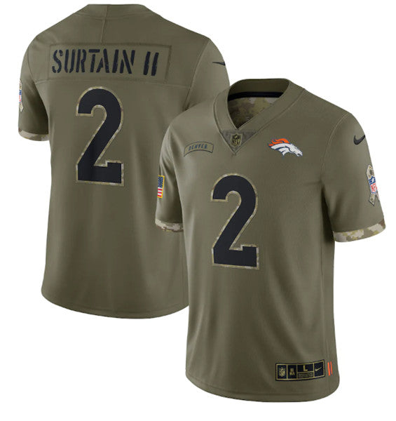 Pat Surtain II Denver Broncos olive Salute To Service jersey