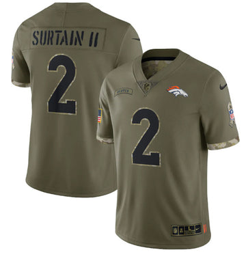 Pat Surtain II Denver Broncos olive Salute To Service jersey