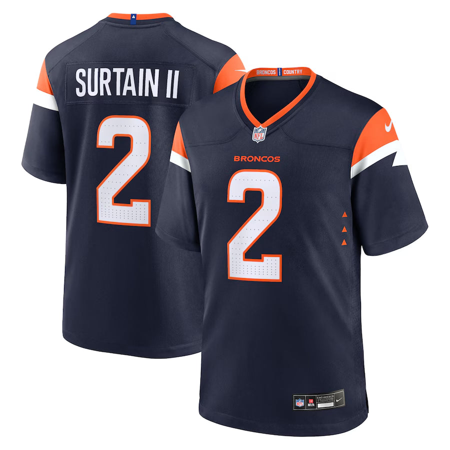 Pat Surtain II Denver Broncos navy Game jersey