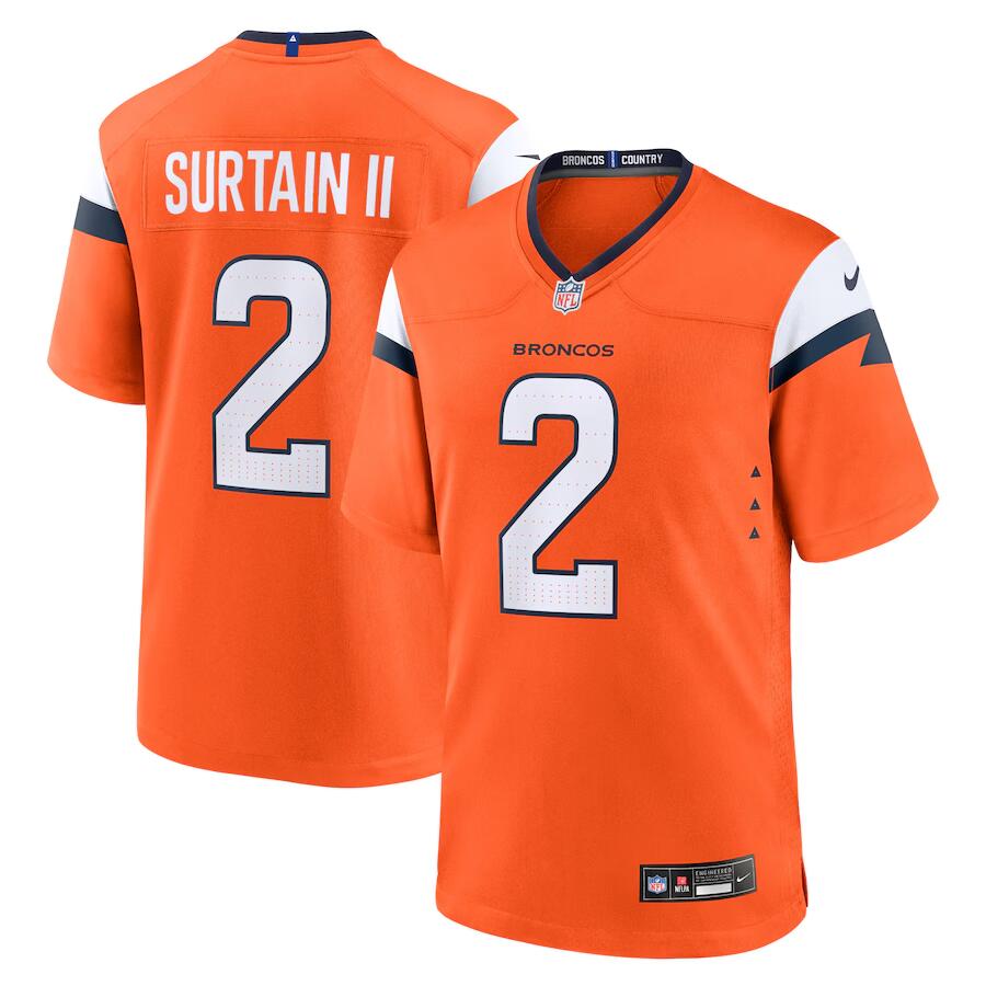 Pat Surtain II Denver Broncos orange Game jersey