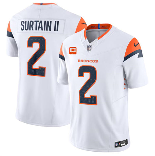 Denver Broncos #2 Pat Surtain II White 2024 FUSE Wit 1-Star C Patch Jersey