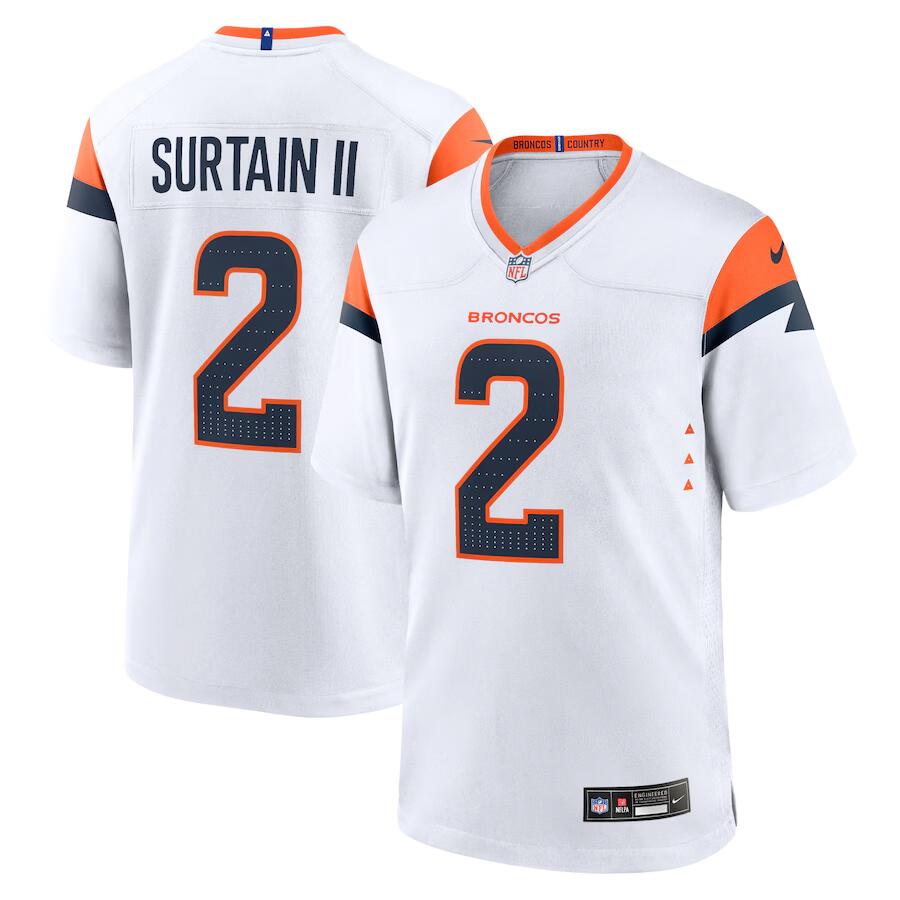 Pat Surtain II Denver Broncos white Game jersey